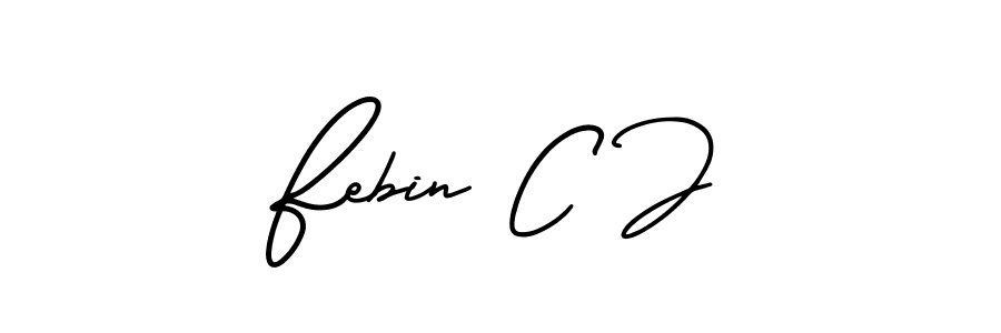 if you are searching for the best signature style for your name Febin C J. so please give up your signature search. here we have designed multiple signature styles  using AmerikaSignatureDemo-Regular. Febin C J signature style 3 images and pictures png