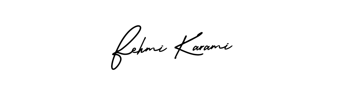 How to make Fehmi Karami name signature. Use AmerikaSignatureDemo-Regular style for creating short signs online. This is the latest handwritten sign. Fehmi Karami signature style 3 images and pictures png