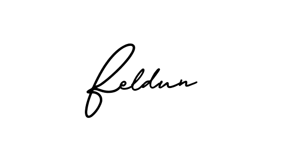 Feldun stylish signature style. Best Handwritten Sign (AmerikaSignatureDemo-Regular) for my name. Handwritten Signature Collection Ideas for my name Feldun. Feldun signature style 3 images and pictures png