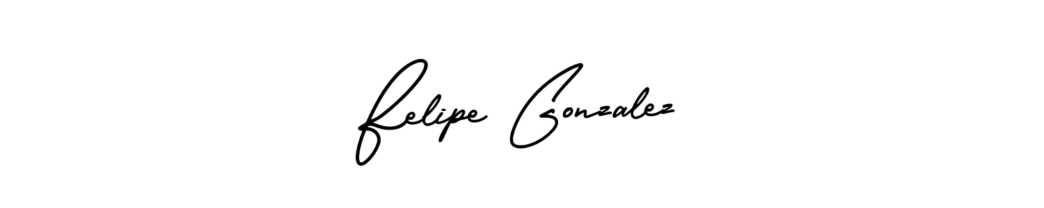 The best way (AmerikaSignatureDemo-Regular) to make a short signature is to pick only two or three words in your name. The name Felipe Gonzalez include a total of six letters. For converting this name. Felipe Gonzalez signature style 3 images and pictures png