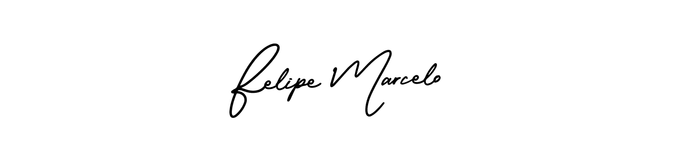 You should practise on your own different ways (AmerikaSignatureDemo-Regular) to write your name (Felipe Marcelo) in signature. don't let someone else do it for you. Felipe Marcelo signature style 3 images and pictures png