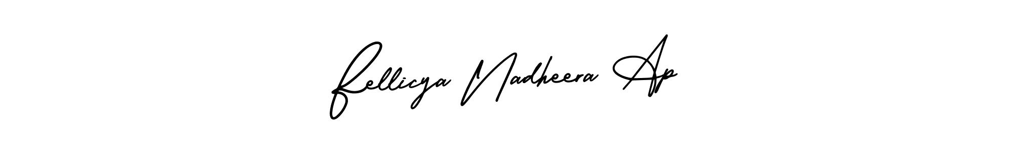 This is the best signature style for the Fellicya Nadheera Ap name. Also you like these signature font (AmerikaSignatureDemo-Regular). Mix name signature. Fellicya Nadheera Ap signature style 3 images and pictures png