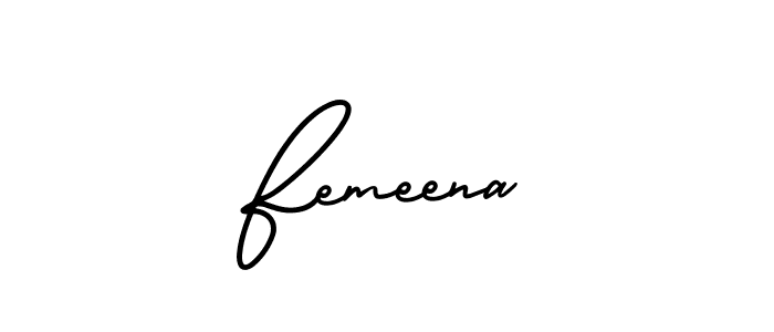 It looks lik you need a new signature style for name Femeena. Design unique handwritten (AmerikaSignatureDemo-Regular) signature with our free signature maker in just a few clicks. Femeena signature style 3 images and pictures png