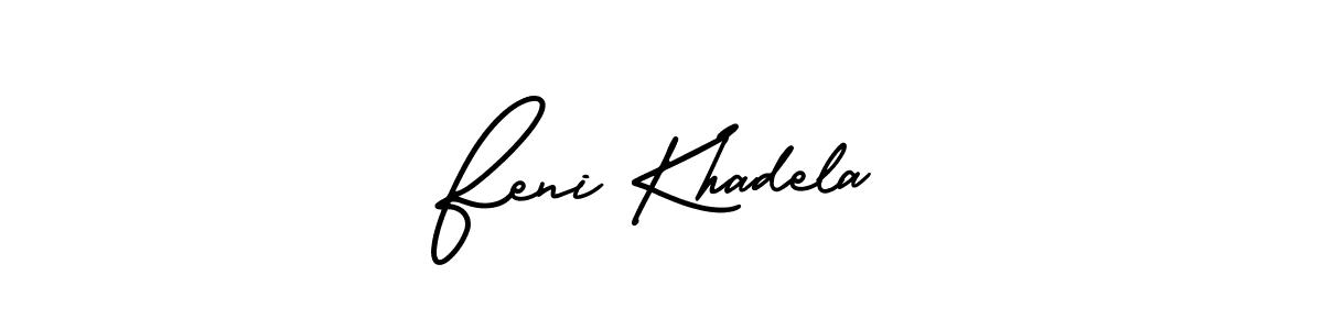 How to make Feni Khadela name signature. Use AmerikaSignatureDemo-Regular style for creating short signs online. This is the latest handwritten sign. Feni Khadela signature style 3 images and pictures png