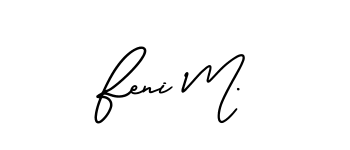 Use a signature maker to create a handwritten signature online. With this signature software, you can design (AmerikaSignatureDemo-Regular) your own signature for name Feni M.. Feni M. signature style 3 images and pictures png