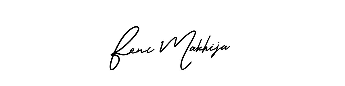 if you are searching for the best signature style for your name Feni Makhija. so please give up your signature search. here we have designed multiple signature styles  using AmerikaSignatureDemo-Regular. Feni Makhija signature style 3 images and pictures png