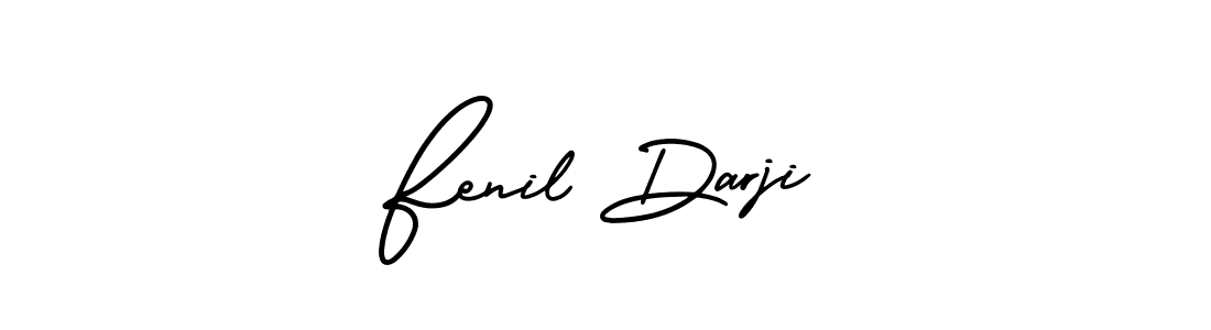 The best way (AmerikaSignatureDemo-Regular) to make a short signature is to pick only two or three words in your name. The name Fenil Darji include a total of six letters. For converting this name. Fenil Darji signature style 3 images and pictures png