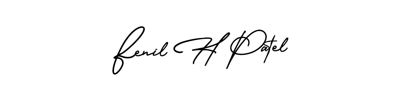 if you are searching for the best signature style for your name Fenil H Patel. so please give up your signature search. here we have designed multiple signature styles  using AmerikaSignatureDemo-Regular. Fenil H Patel signature style 3 images and pictures png