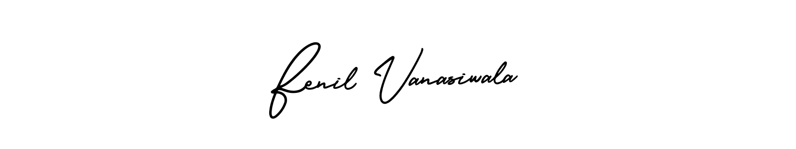 You should practise on your own different ways (AmerikaSignatureDemo-Regular) to write your name (Fenil Vanasiwala) in signature. don't let someone else do it for you. Fenil Vanasiwala signature style 3 images and pictures png