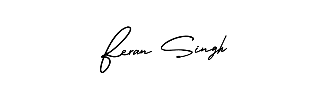 This is the best signature style for the Feran Singh name. Also you like these signature font (AmerikaSignatureDemo-Regular). Mix name signature. Feran Singh signature style 3 images and pictures png