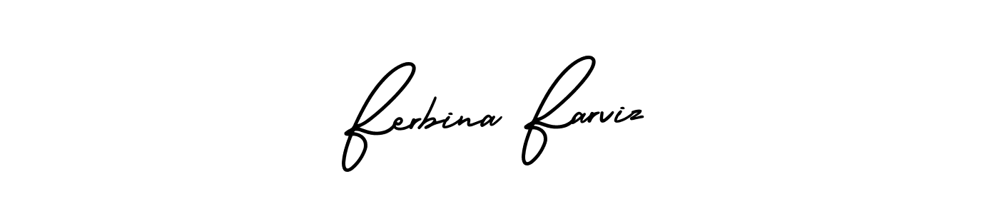 The best way (AmerikaSignatureDemo-Regular) to make a short signature is to pick only two or three words in your name. The name Ferbina Farviz include a total of six letters. For converting this name. Ferbina Farviz signature style 3 images and pictures png