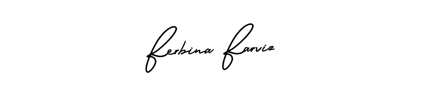 The best way (AmerikaSignatureDemo-Regular) to make a short signature is to pick only two or three words in your name. The name Ferbina Farviz include a total of six letters. For converting this name. Ferbina Farviz signature style 3 images and pictures png