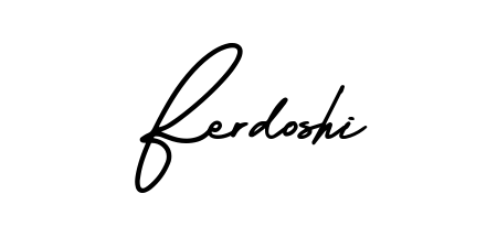 Get inspired by this graceful AmerikaSignatureDemo-Regular signature style for name Ferdoshi. Smooth loops and balanced proportions for everyday use. Ferdoshi signature style 3 images and pictures png