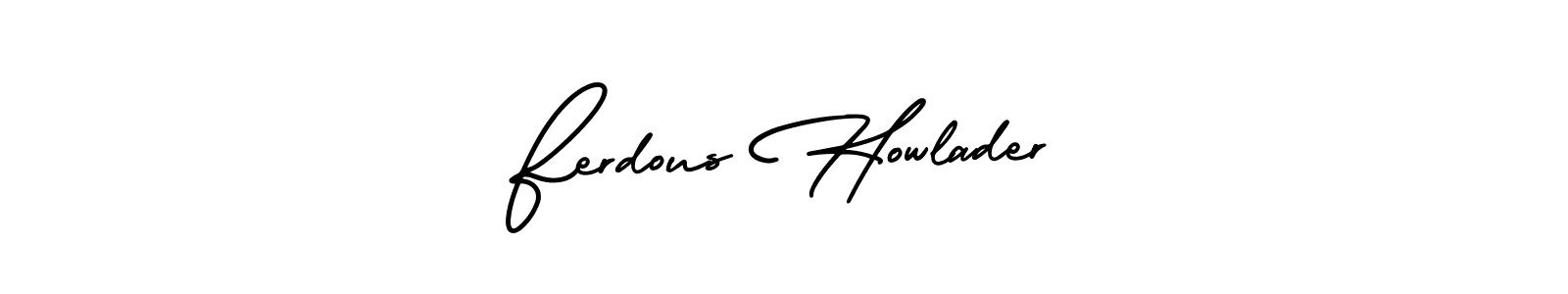 You should practise on your own different ways (AmerikaSignatureDemo-Regular) to write your name (Ferdous Howlader) in signature. don't let someone else do it for you. Ferdous Howlader signature style 3 images and pictures png