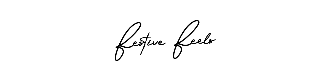 Also we have Festive Feels name is the best signature style. Create professional handwritten signature collection using AmerikaSignatureDemo-Regular autograph style. Festive Feels signature style 3 images and pictures png
