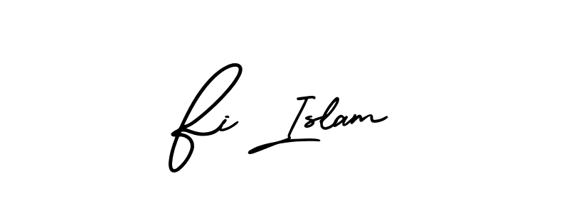 Create a beautiful signature design for name Fi Islam. With this signature (AmerikaSignatureDemo-Regular) fonts, you can make a handwritten signature for free. Fi Islam signature style 3 images and pictures png