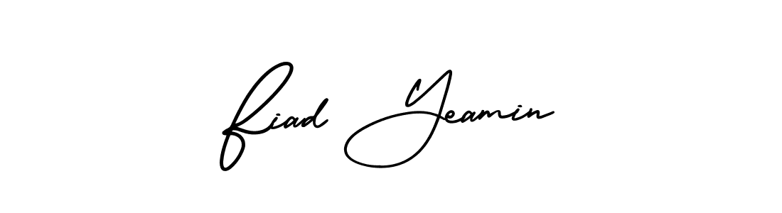 You should practise on your own different ways (AmerikaSignatureDemo-Regular) to write your name (Fiad Yeamin) in signature. don't let someone else do it for you. Fiad Yeamin signature style 3 images and pictures png