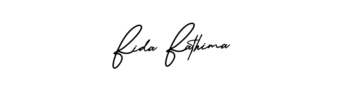 You should practise on your own different ways (AmerikaSignatureDemo-Regular) to write your name (Fida Fathima) in signature. don't let someone else do it for you. Fida Fathima signature style 3 images and pictures png