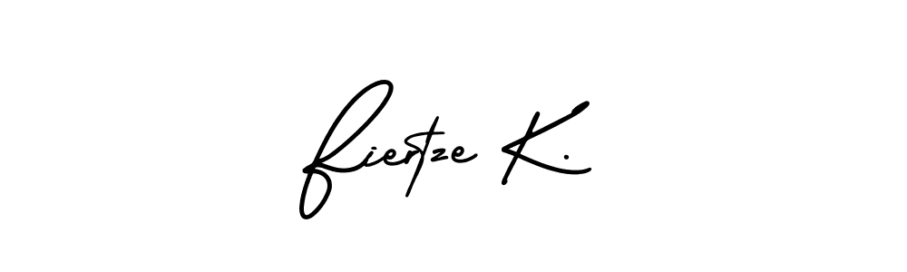 You should practise on your own different ways (AmerikaSignatureDemo-Regular) to write your name (Fiertze K.) in signature. don't let someone else do it for you. Fiertze K. signature style 3 images and pictures png