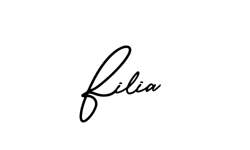 Design your own signature with our free online signature maker. With this signature software, you can create a handwritten (AmerikaSignatureDemo-Regular) signature for name Filia. Filia signature style 3 images and pictures png