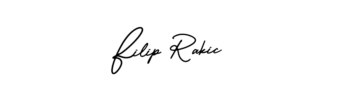 You should practise on your own different ways (AmerikaSignatureDemo-Regular) to write your name (Filip Rakic) in signature. don't let someone else do it for you. Filip Rakic signature style 3 images and pictures png