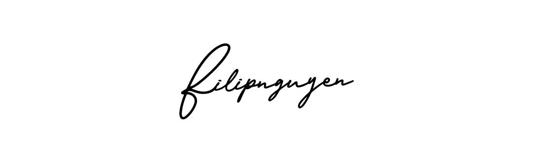 The best way (AmerikaSignatureDemo-Regular) to make a short signature is to pick only two or three words in your name. The name Filipnguyen include a total of six letters. For converting this name. Filipnguyen signature style 3 images and pictures png