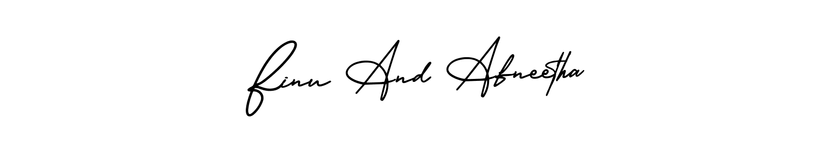 This is the best signature style for the Finu And Afneetha name. Also you like these signature font (AmerikaSignatureDemo-Regular). Mix name signature. Finu And Afneetha signature style 3 images and pictures png