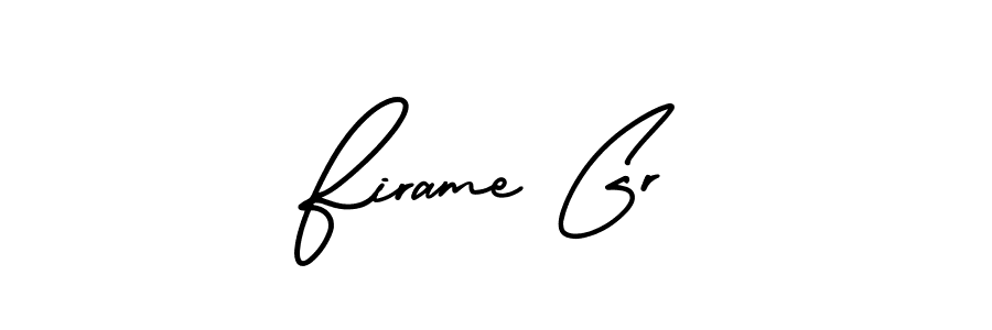 The best way (AmerikaSignatureDemo-Regular) to make a short signature is to pick only two or three words in your name. The name Firame Gr include a total of six letters. For converting this name. Firame Gr signature style 3 images and pictures png