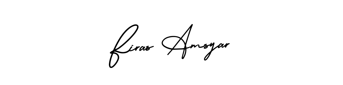 You should practise on your own different ways (AmerikaSignatureDemo-Regular) to write your name (Firas Amsyar) in signature. don't let someone else do it for you. Firas Amsyar signature style 3 images and pictures png
