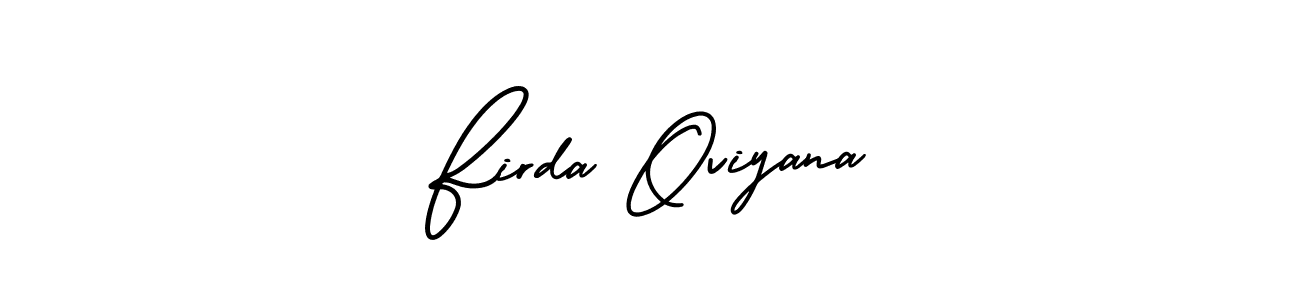 You should practise on your own different ways (AmerikaSignatureDemo-Regular) to write your name (Firda Oviyana) in signature. don't let someone else do it for you. Firda Oviyana signature style 3 images and pictures png