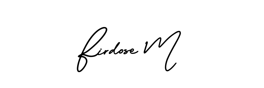 Make a beautiful signature design for name Firdose M. With this signature (AmerikaSignatureDemo-Regular) style, you can create a handwritten signature for free. Firdose M signature style 3 images and pictures png