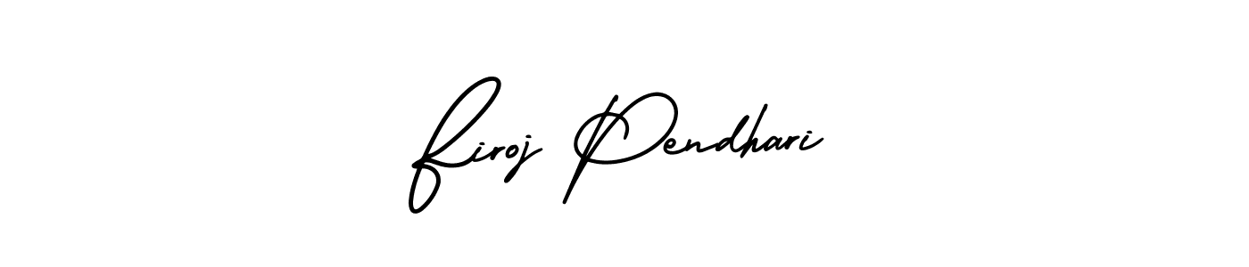 You should practise on your own different ways (AmerikaSignatureDemo-Regular) to write your name (Firoj Pendhari) in signature. don't let someone else do it for you. Firoj Pendhari signature style 3 images and pictures png