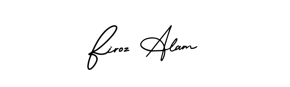 You should practise on your own different ways (AmerikaSignatureDemo-Regular) to write your name (Firoz Alam) in signature. don't let someone else do it for you. Firoz Alam signature style 3 images and pictures png