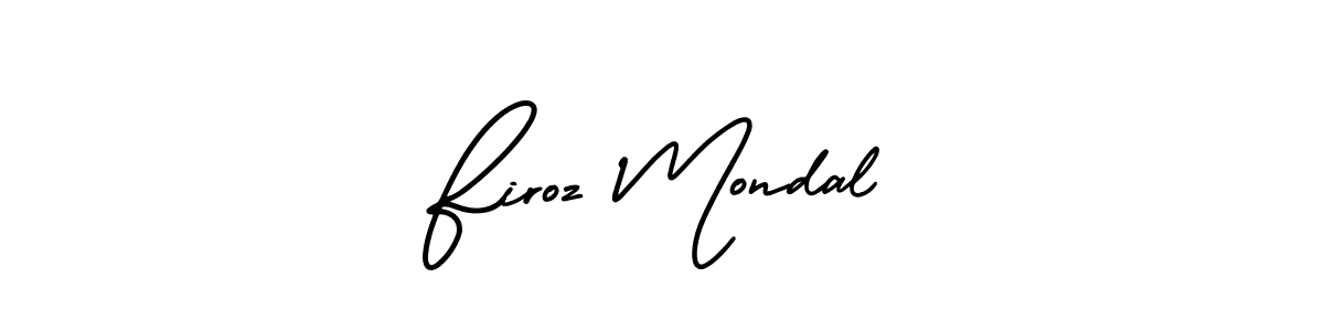 The best way (AmerikaSignatureDemo-Regular) to make a short signature is to pick only two or three words in your name. The name Firoz Mondal include a total of six letters. For converting this name. Firoz Mondal signature style 3 images and pictures png