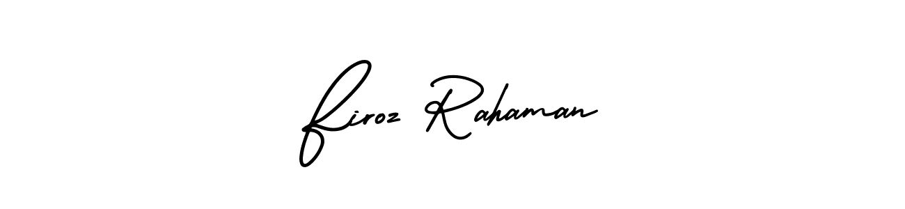 The best way (AmerikaSignatureDemo-Regular) to make a short signature is to pick only two or three words in your name. The name Firoz Rahaman include a total of six letters. For converting this name. Firoz Rahaman signature style 3 images and pictures png