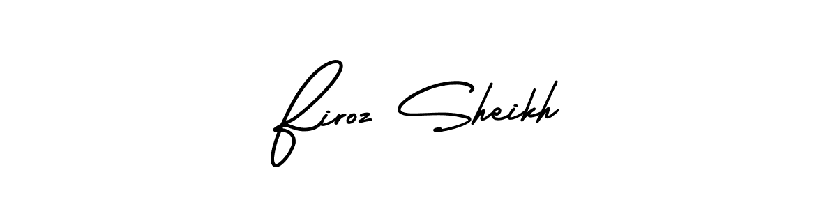 This is the best signature style for the Firoz Sheikh name. Also you like these signature font (AmerikaSignatureDemo-Regular). Mix name signature. Firoz Sheikh signature style 3 images and pictures png