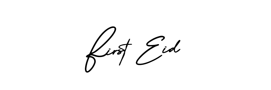 First Eid stylish signature style. Best Handwritten Sign (AmerikaSignatureDemo-Regular) for my name. Handwritten Signature Collection Ideas for my name First Eid. First Eid signature style 3 images and pictures png