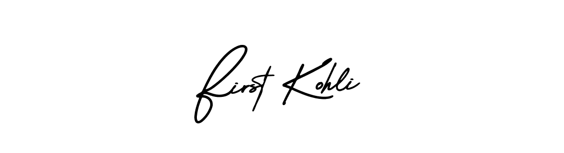 Create a beautiful signature design for name First Kohli. With this signature (AmerikaSignatureDemo-Regular) fonts, you can make a handwritten signature for free. First Kohli signature style 3 images and pictures png