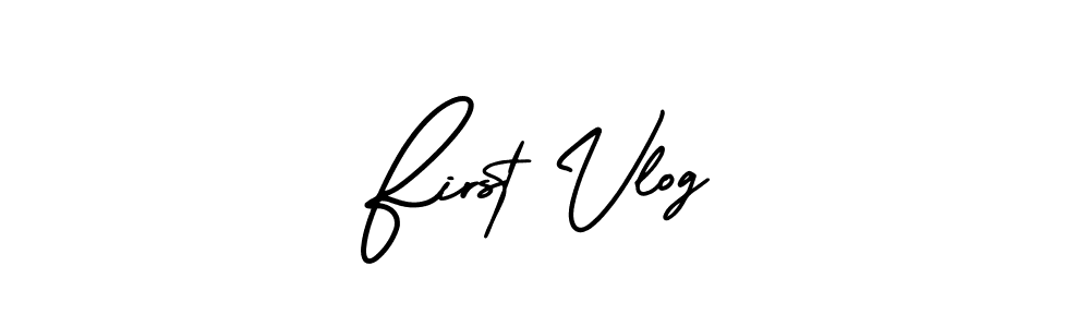 Create a beautiful signature design for name First Vlog. With this signature (AmerikaSignatureDemo-Regular) fonts, you can make a handwritten signature for free. First Vlog signature style 3 images and pictures png