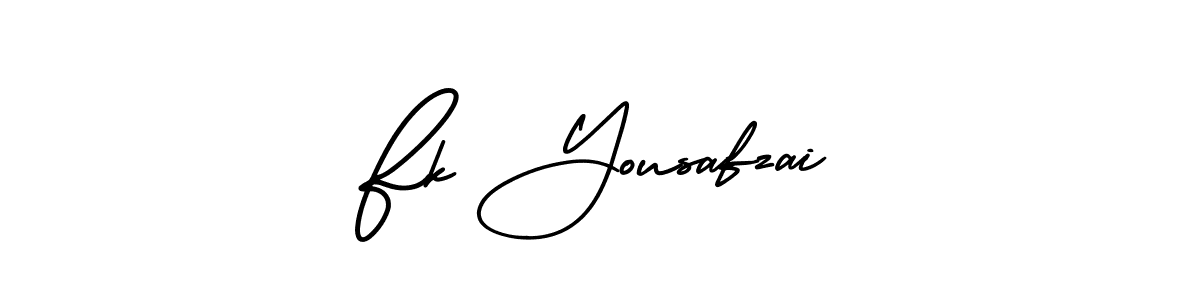 The best way (AmerikaSignatureDemo-Regular) to make a short signature is to pick only two or three words in your name. The name Fk Yousafzai include a total of six letters. For converting this name. Fk Yousafzai signature style 3 images and pictures png