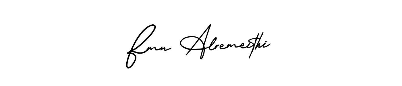 How to make Fmn Alremeithi signature? AmerikaSignatureDemo-Regular is a professional autograph style. Create handwritten signature for Fmn Alremeithi name. Fmn Alremeithi signature style 3 images and pictures png