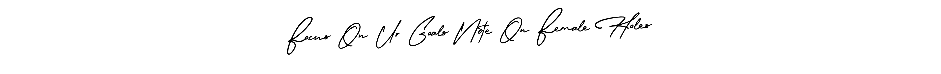 AmerikaSignatureDemo-Regular is a professional signature style that is perfect for those who want to add a touch of class to their signature. It is also a great choice for those who want to make their signature more unique. Get Focus On Ur Goals Note On Female Holes name to fancy signature for free. Focus On Ur Goals Note On Female Holes signature style 3 images and pictures png