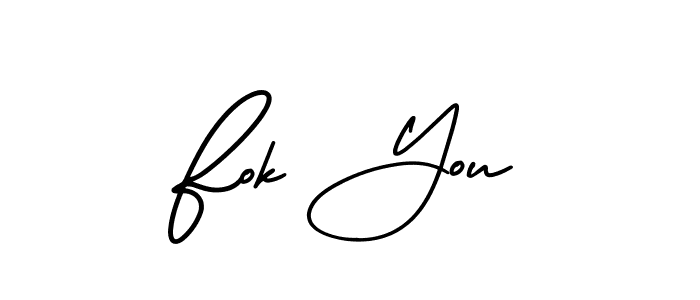 How to make Fok You name signature. Use AmerikaSignatureDemo-Regular style for creating short signs online. This is the latest handwritten sign. Fok You signature style 3 images and pictures png