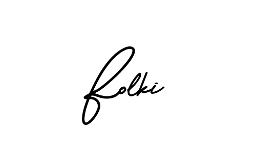 Use a signature maker to create a handwritten signature online. With this signature software, you can design (AmerikaSignatureDemo-Regular) your own signature for name Folki. Folki signature style 3 images and pictures png