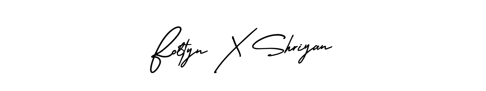 The best way (AmerikaSignatureDemo-Regular) to make a short signature is to pick only two or three words in your name. The name Foltyn X Shriyan include a total of six letters. For converting this name. Foltyn X Shriyan signature style 3 images and pictures png