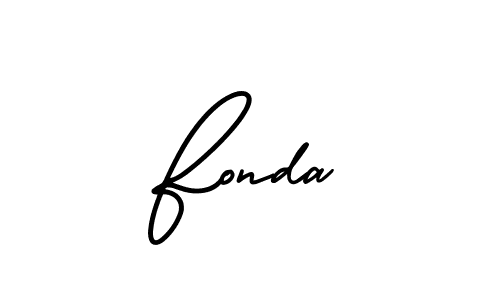 How to make Fonda name signature. Use AmerikaSignatureDemo-Regular style for creating short signs online. This is the latest handwritten sign. Fonda signature style 3 images and pictures png