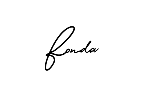 The best way (AmerikaSignatureDemo-Regular) to make a short signature is to pick only two or three words in your name. The name Fonda include a total of six letters. For converting this name. Fonda signature style 3 images and pictures png