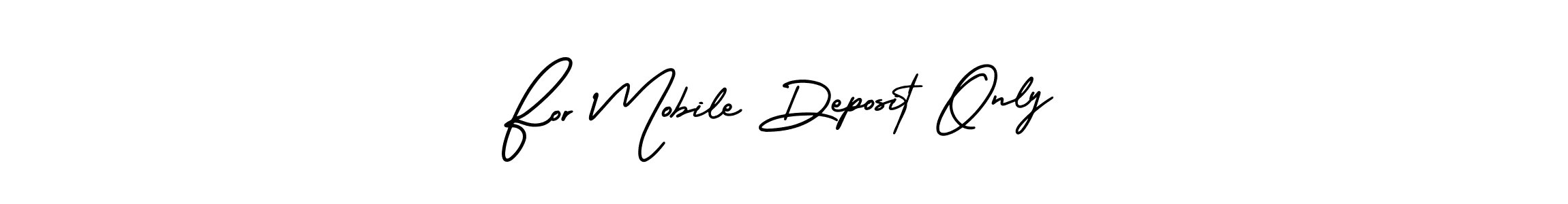 The best way (AmerikaSignatureDemo-Regular) to make a short signature is to pick only two or three words in your name. The name For Mobile Deposit Only include a total of six letters. For converting this name. For Mobile Deposit Only signature style 3 images and pictures png