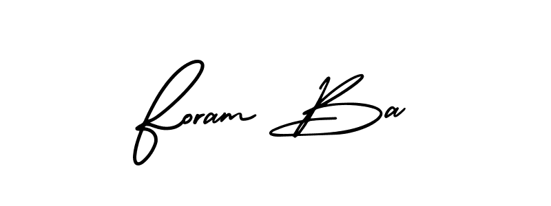 It looks lik you need a new signature style for name Foram Ba. Design unique handwritten (AmerikaSignatureDemo-Regular) signature with our free signature maker in just a few clicks. Foram Ba signature style 3 images and pictures png