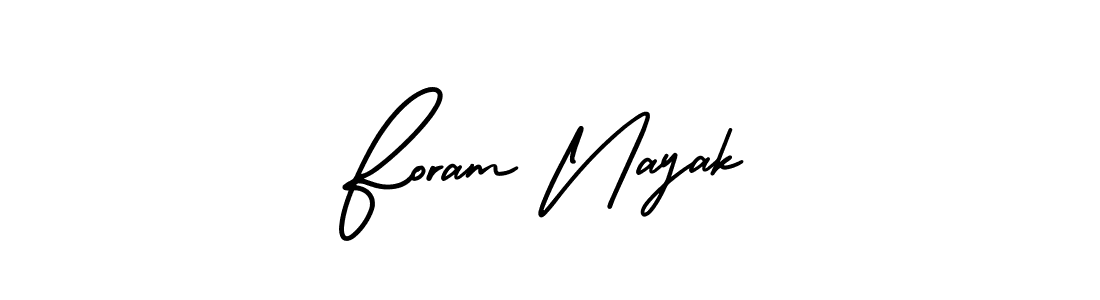 The best way (AmerikaSignatureDemo-Regular) to make a short signature is to pick only two or three words in your name. The name Foram Nayak include a total of six letters. For converting this name. Foram Nayak signature style 3 images and pictures png